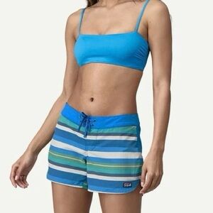 PATAGONIA Women’s Wavefarer Boardshorts Blue Striped Swim Board Shorts Size 2